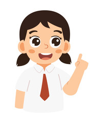 Cartoon Illustration of a Girl with Idea