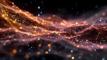 Illuminated digital network nodes overlay a vibrant cosmic background