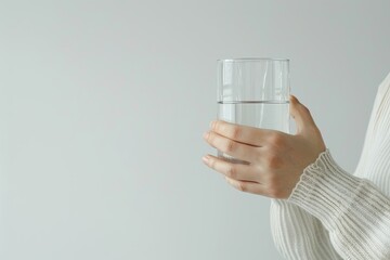 Flawless Picture of Crop Woman with Water on White Background