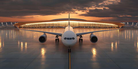 Global supply chain resilience air transportation at dusk airport runway travel environment strategic viewpoint