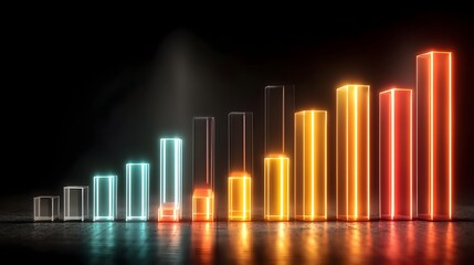 Fototapeta premium Neon graphs depicting soaring profits in energy efficient businesses