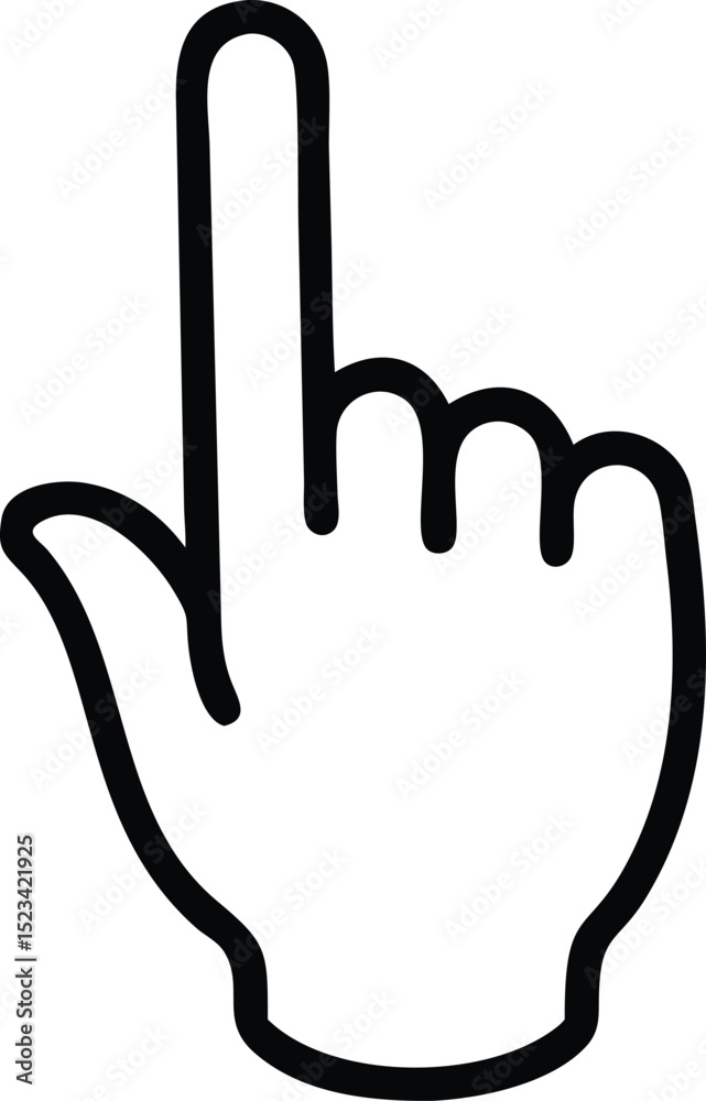 Poster black pointer finger click icon silhouette design with transparent background