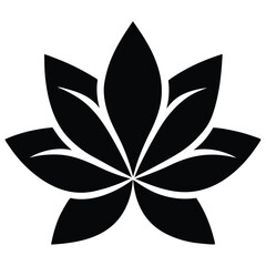 Simple black and white lotus flower graphic vector design isolated on white background