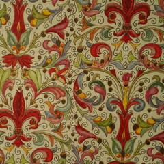 Ornate Vintage Floral Pattern with Red and Gold Accents - Florence Italy

