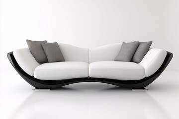 Modern and Minimalist Black and White Sofa. Sleek Interior Design for Contemporary Lounge Spaces