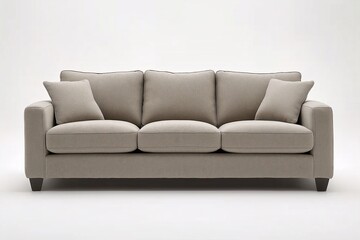 Modern Beige Sofa with Cushions in Cozy Living Room - Contemporary Home Decor & Furniture Design