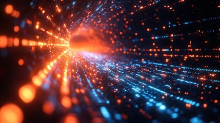 Fototapeta premium Dynamic tunnel of glowing particles