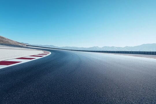 Scenic Mountain Backdrop Race Track. High-Speed Asphalt Adventures on a Sunny Day