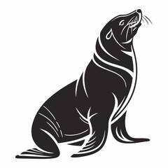 Majestic seal vector illustration black and white design