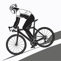 Fototapeta premium Professional cyclist riding road bike isolated on white background