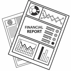 Financial report documents charts graphs data analysis business