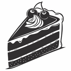 Delicious chocolate cake slice with cherries and cream