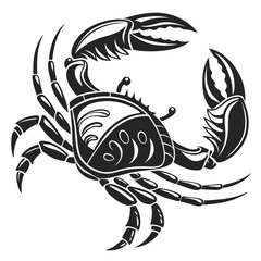 Stylized crab illustration black and white design graphic