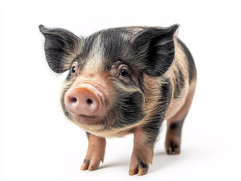 Adorable Young Piglet's Inquisitive Portrait. Cute, Playful, and Lovable Farm Animal