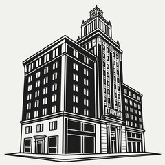 Grand vintage building architectural design cityscape illustration