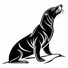 Stylized black and white seal design wildlife animal graphic