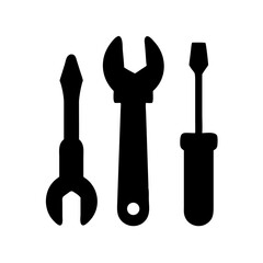 Black silhouette design of illustration tools, isolated on white background