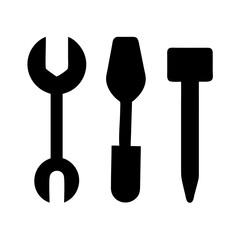 High-resolution black silhouette of illustration tools on white background