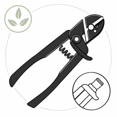 Professional isolated cutout image of gardening pliers on white background
