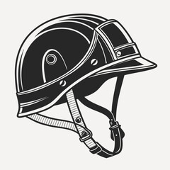Vintage motorcycle helmet black and white illustration