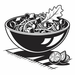 Delicious vegan tofu noodle salad bowl fresh ingredients healthy eating