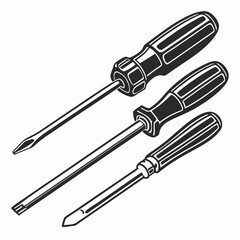 Professional vector illustration three screwdrivers isolated on white background