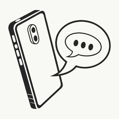 Smartphone with speech bubble showing message notification