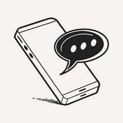 Smartphone with speech bubble digital communication technology message