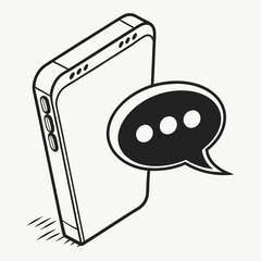 Smartphone with speech bubble notification new message communication