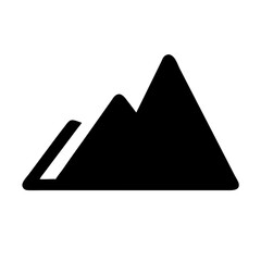 Crisp mountain peak silhouette design, black vector shape on white background