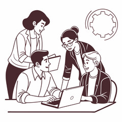 Team collaboration business people working together laptop project