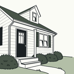 Suburban house exterior illustration simple home design
