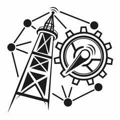 Network technology communication tower gear industrial design