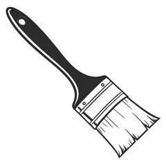 Vintage style paintbrush illustration black and white design element