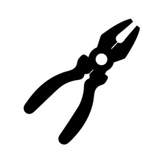 Crisp black silhouette of pliers on white background, vector cutout design