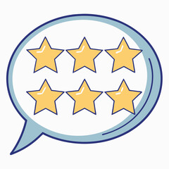 Fototapeta premium Six golden stars inside a speech bubble representing customer satisfaction and positive feedback