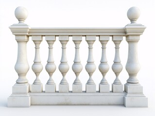 Elegant White Decorative Balustrade and Railings. Architectural Details for Modern and Vintage Home Design