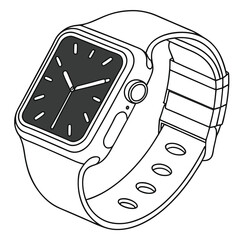 Modern smartwatch line art illustration stylish wristwatch design