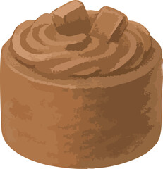 Watercolor Illustration of Whole Chocolate Cake