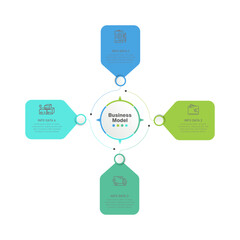 Vector circle infographic, diagram, graph, presentation, chart, business with 4 options, steps, process, data graphic information template.