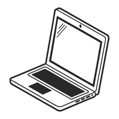 Simple line drawing of a modern laptop computer