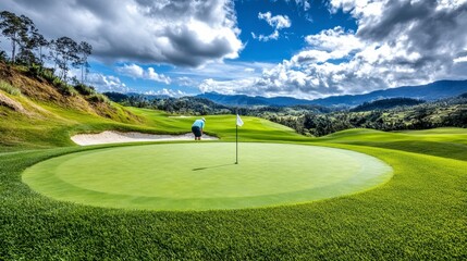Scenic Mountain Golf Course Putting Green with Stunning Landscape