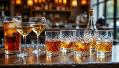 Obraz premium Elegant Assortment of Transparent Drinkware for Refreshing Beverages