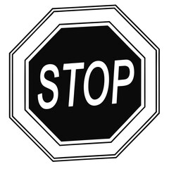 Octagonal stop sign black and white traffic safety symbol