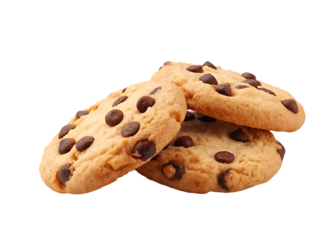 chocolate chips cookies isolated on white background PNG