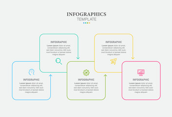 Timeline infographic template design vector with 5 options or steps. Can be used for workflow diagram, info chart, annual report.