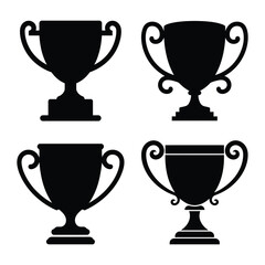 Trophy Silhouette – 4 Elegant Champion Cup Designs for Awards, Achievements & Certificates