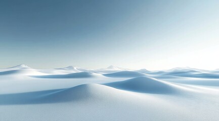 Vast Snowy Landscape with Rolling Dunes Under a Clear Sky
