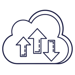 Cloud computing data upload download transfer arrows