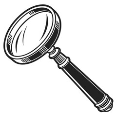 Vintage magnifying glass hand drawn illustration search tool